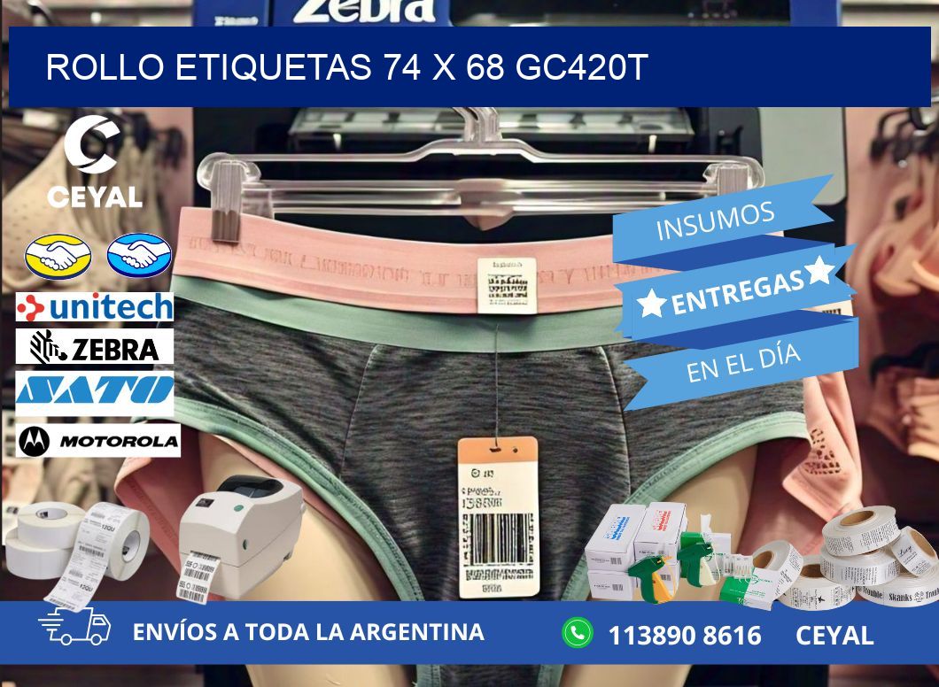 Rollo etiquetas 74 x 68 gc420t