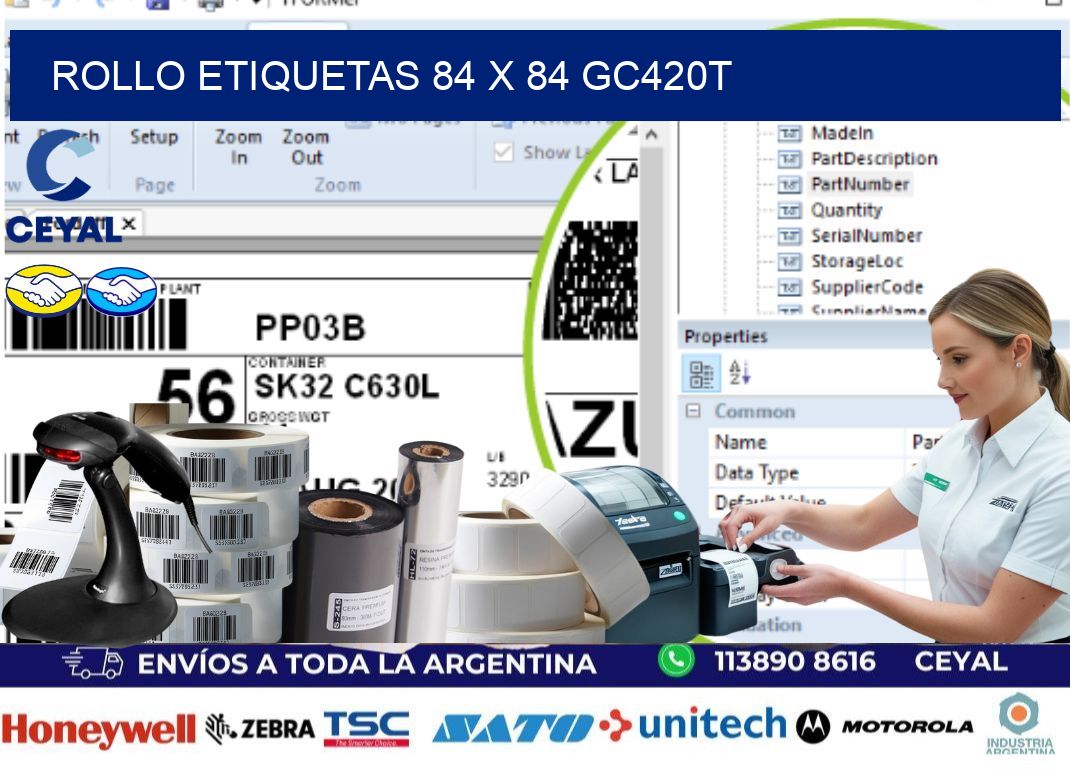 Rollo etiquetas 84 x 84 gc420t