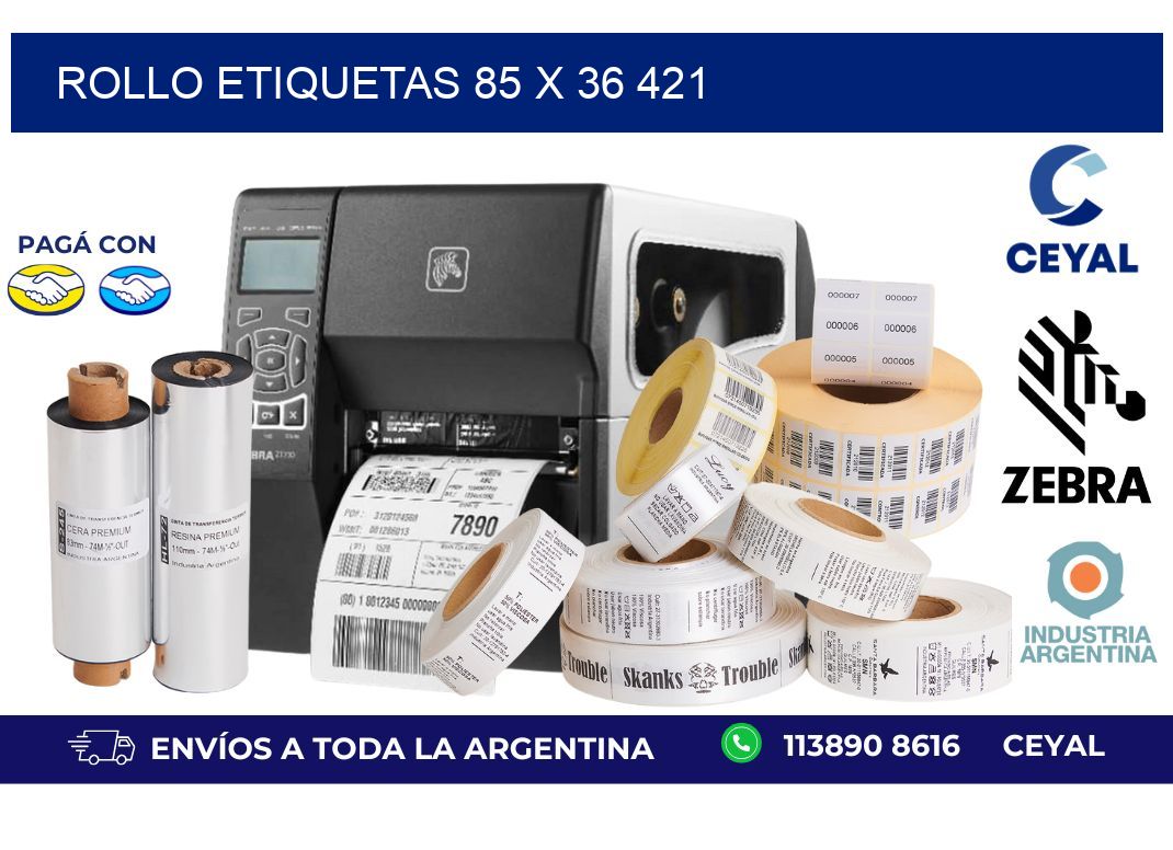 Rollo etiquetas 85 x 36 421