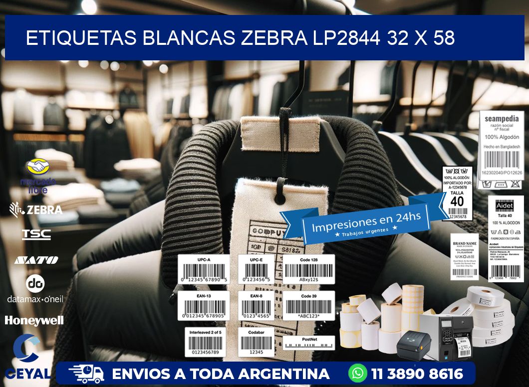 ETIQUETAS BLANCAS ZEBRA LP2844 32 x 58