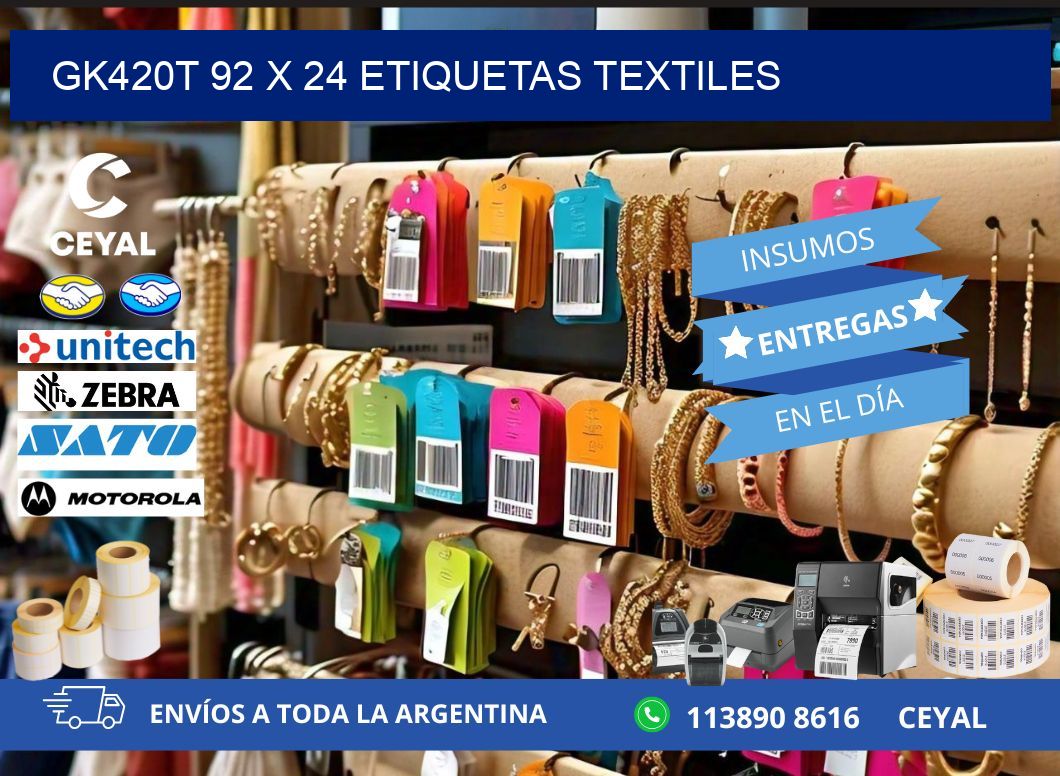 GK420T 92 x 24 ETIQUETAS TEXTILES