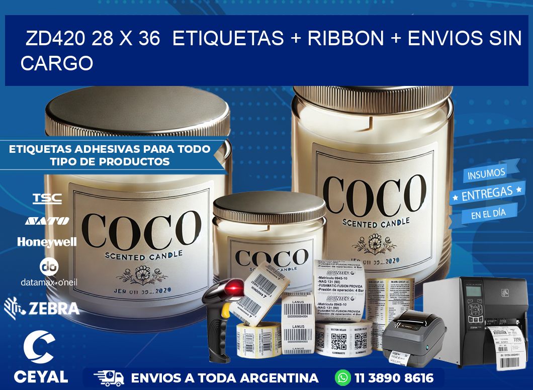 ZD420 28 x 36  etiquetas + ribbon + envios sin cargo