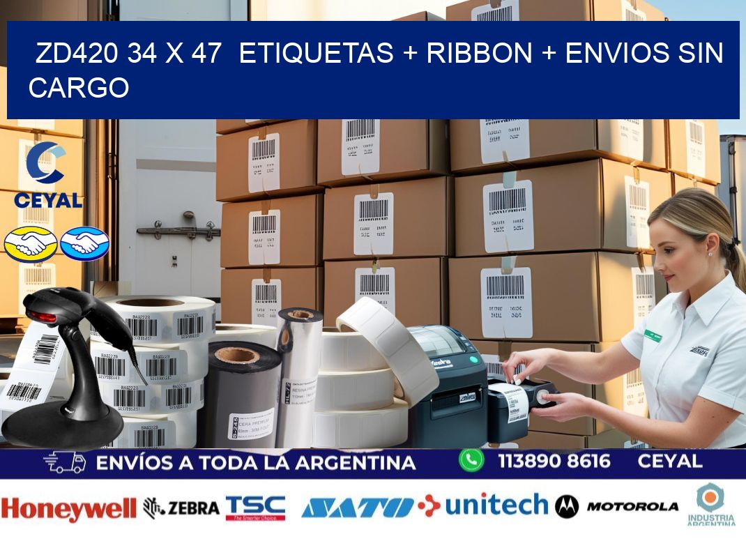 ZD420 34 x 47  etiquetas + ribbon + envios sin cargo