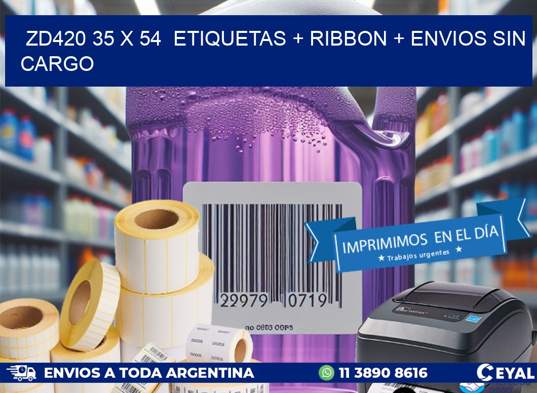 ZD420 35 x 54  etiquetas + ribbon + envios sin cargo