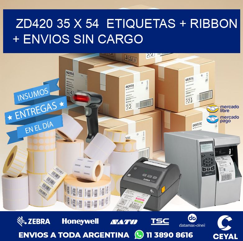 ZD420 35 x 54  etiquetas + ribbon + envios sin cargo