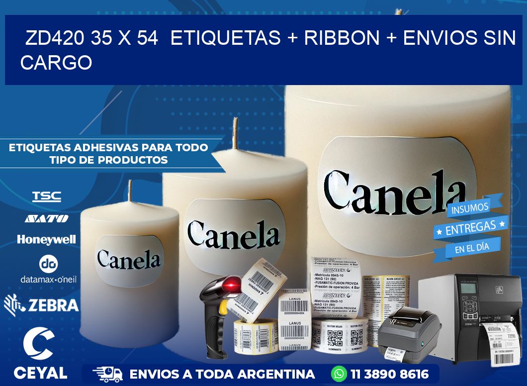 ZD420 35 x 54  etiquetas + ribbon + envios sin cargo