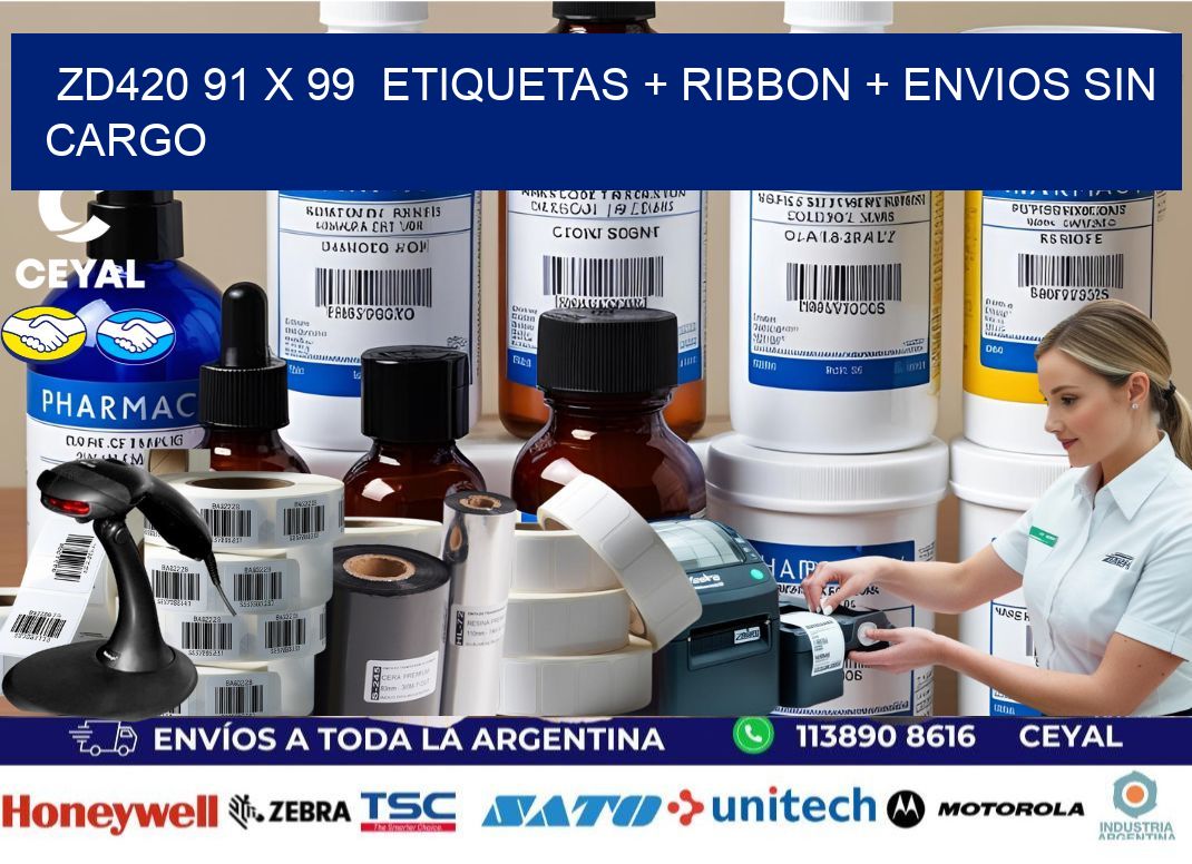 ZD420 91 x 99  etiquetas + ribbon + envios sin cargo