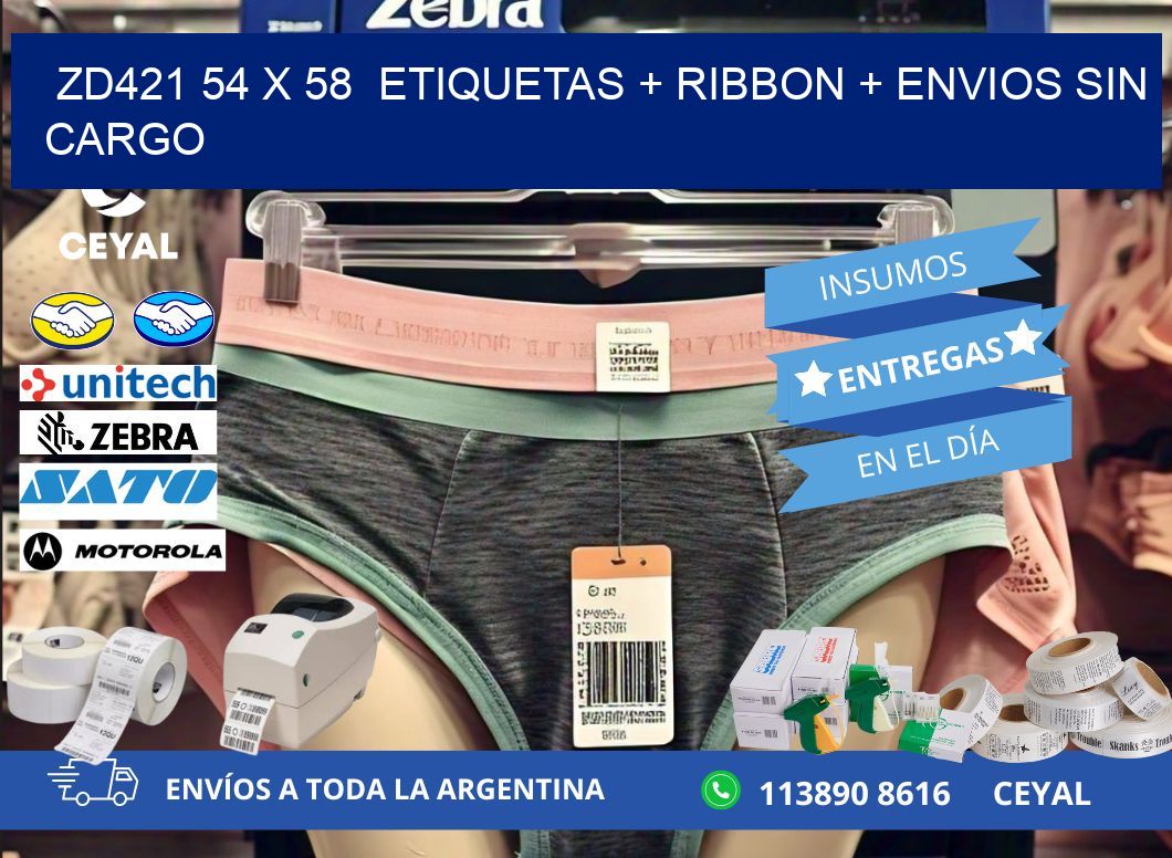 ZD421 54 x 58  etiquetas + ribbon + envios sin cargo