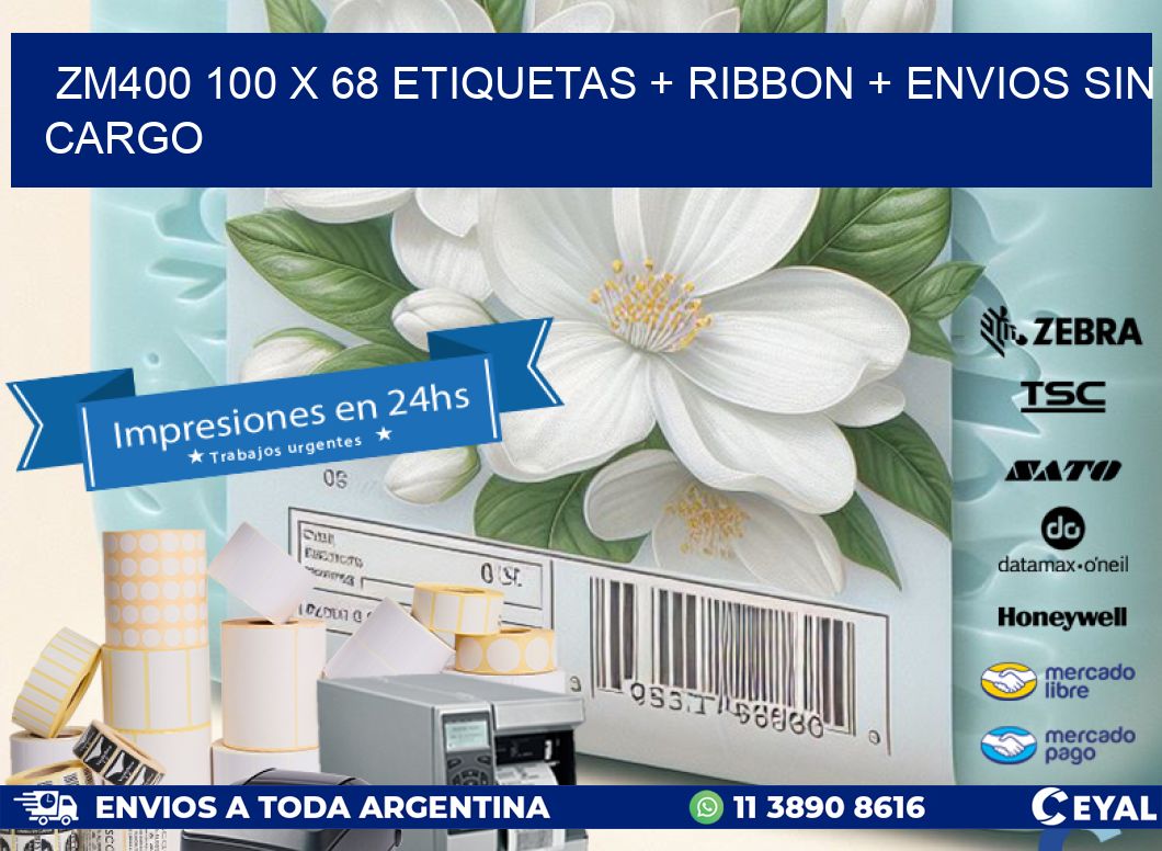 ZM400 100 x 68 etiquetas + ribbon + envios sin cargo