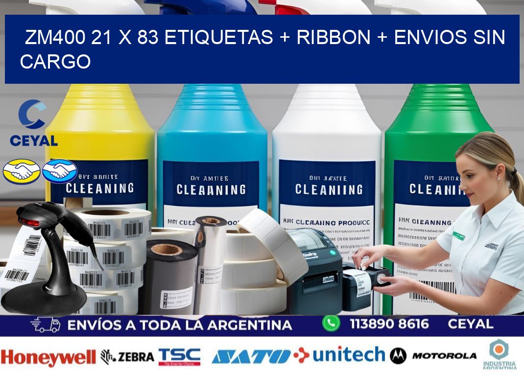 ZM400 21 x 83 etiquetas + ribbon + envios sin cargo