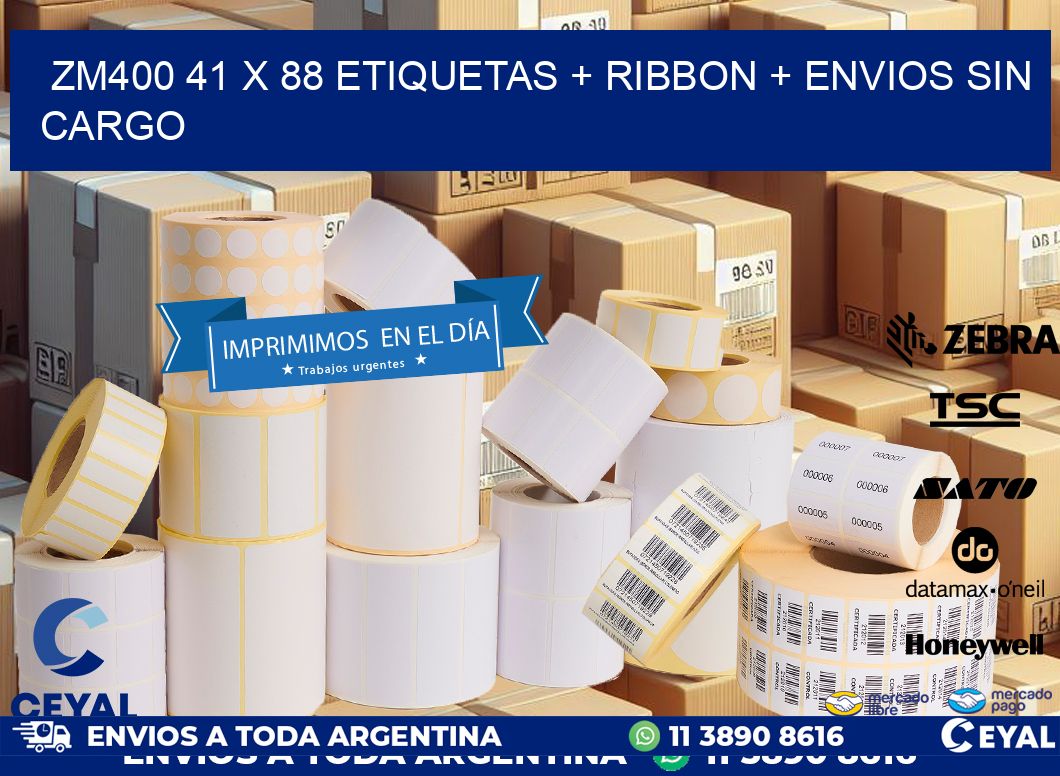 ZM400 41 x 88 etiquetas + ribbon + envios sin cargo