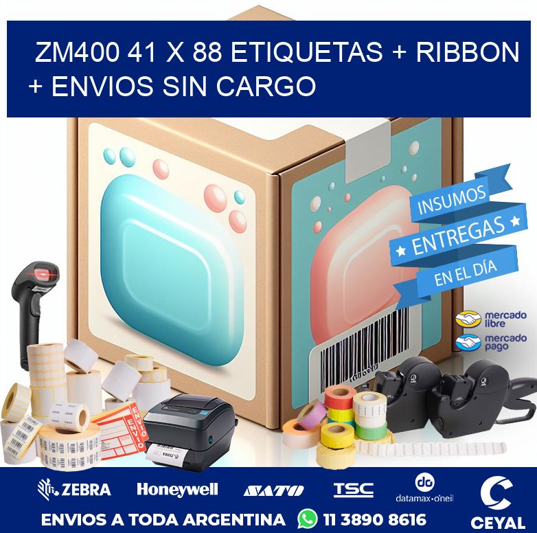 ZM400 41 x 88 etiquetas + ribbon + envios sin cargo