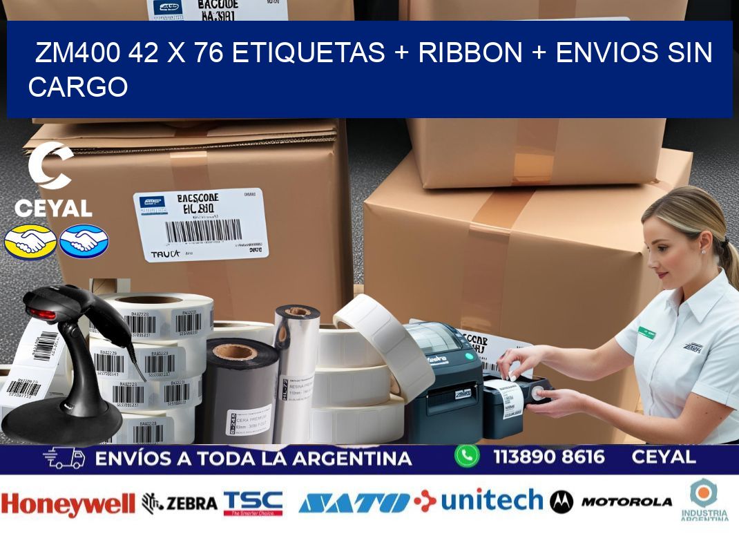 ZM400 42 x 76 etiquetas + ribbon + envios sin cargo