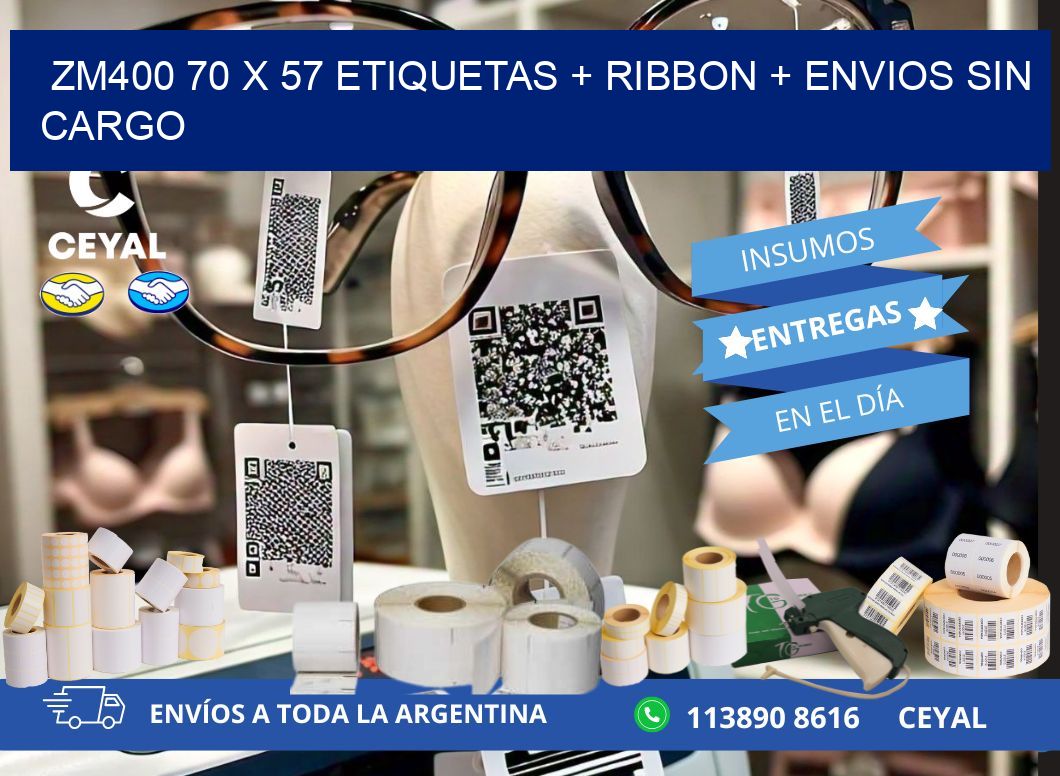 ZM400 70 x 57 etiquetas + ribbon + envios sin cargo