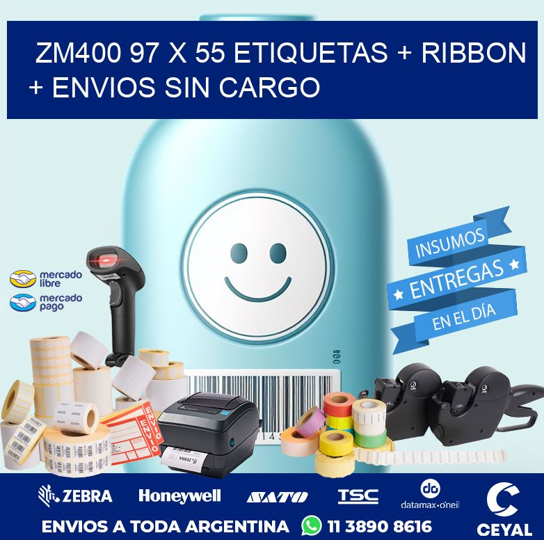 ZM400 97 x 55 etiquetas + ribbon + envios sin cargo