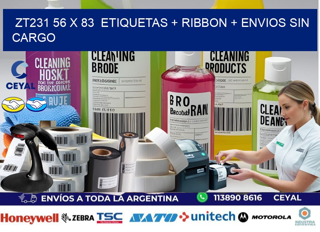 ZT231 56 x 83  etiquetas + ribbon + envios sin cargo