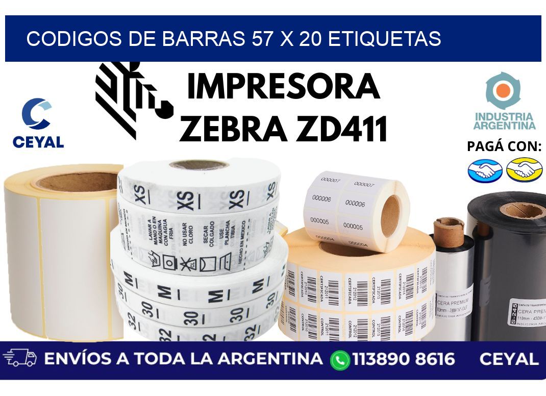 codigos de barras 57 x 20 etiquetas
