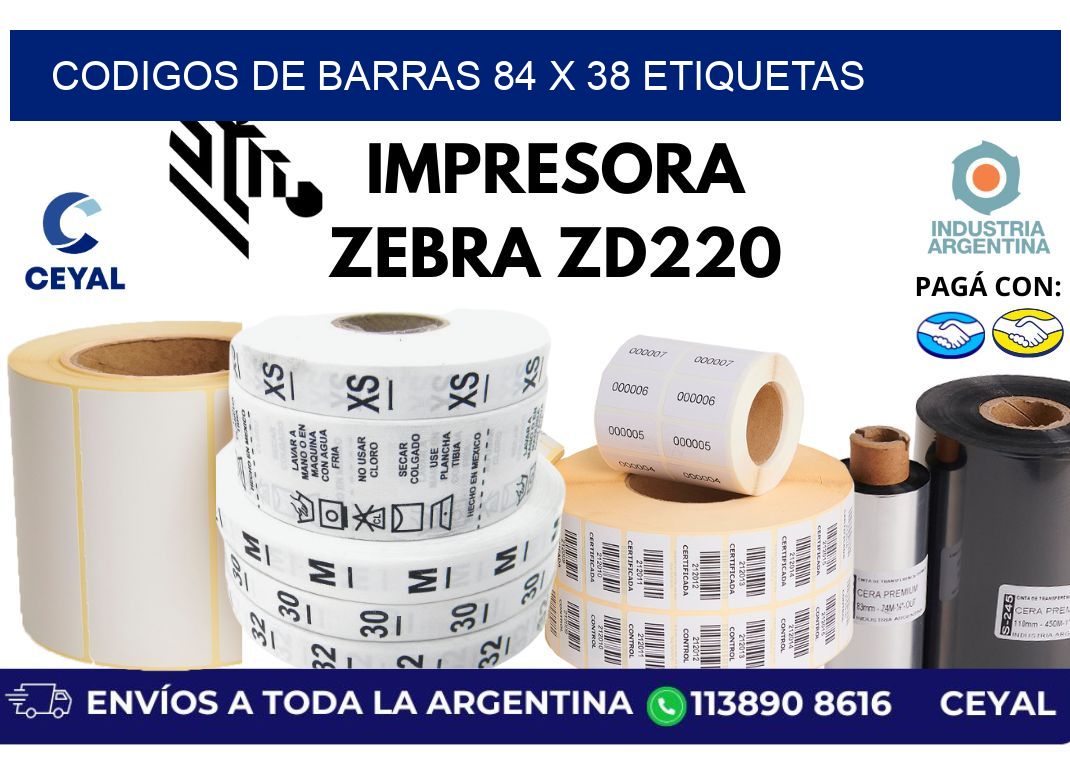 codigos de barras 84 x 38 etiquetas