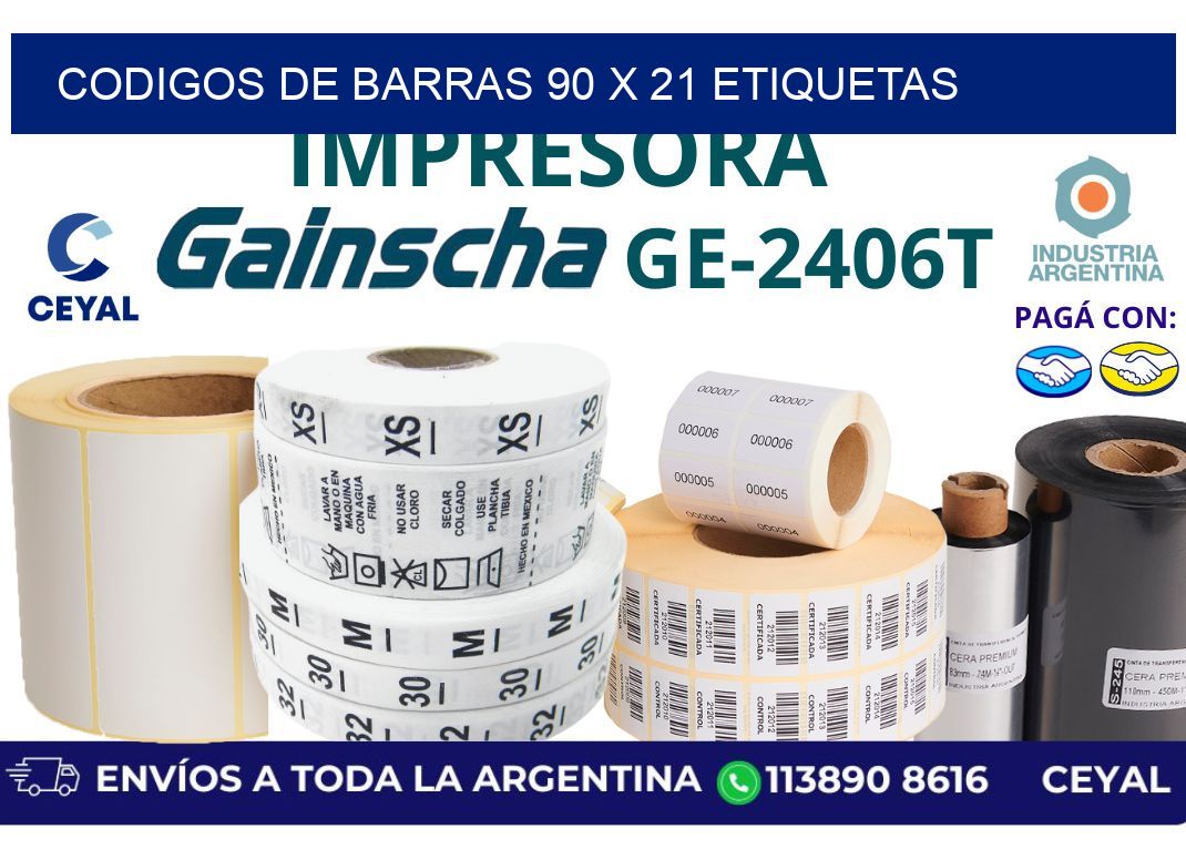 codigos de barras 90 x 21 etiquetas