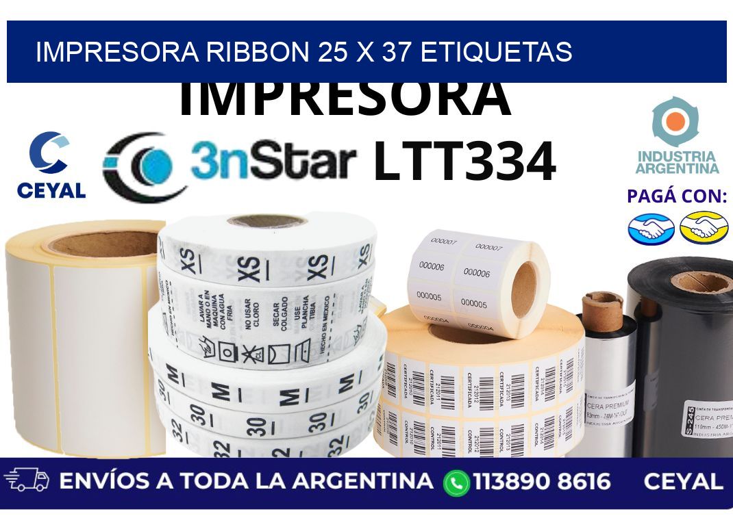 impresora ribbon 25 x 37 etiquetas