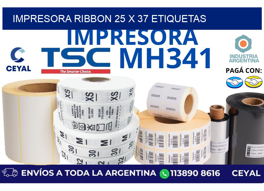 impresora ribbon 25 x 37 etiquetas