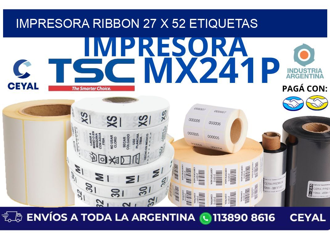 impresora ribbon 27 x 52 etiquetas
