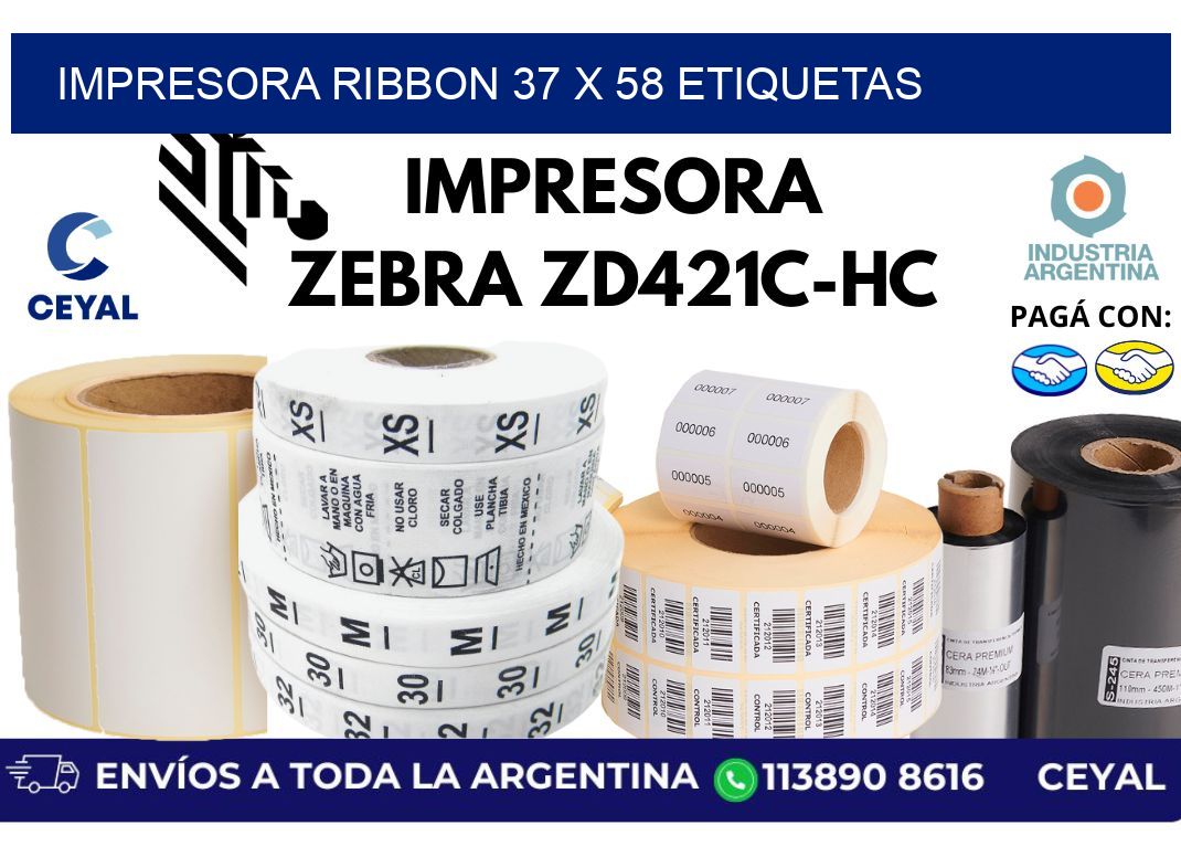 impresora ribbon 37 x 58 etiquetas