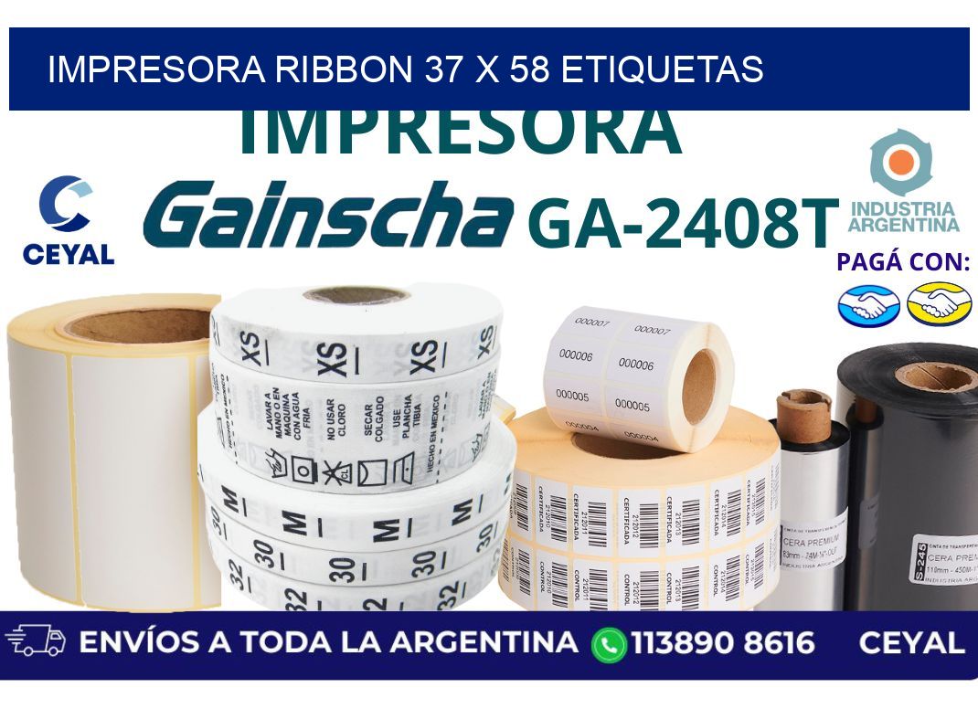 impresora ribbon 37 x 58 etiquetas