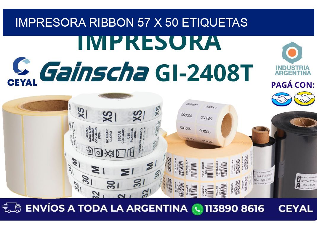 impresora ribbon 57 x 50 etiquetas