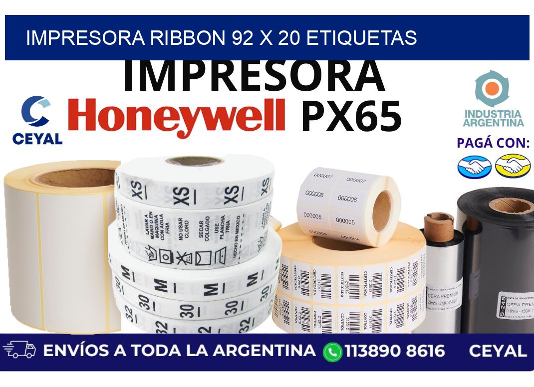 impresora ribbon 92 x 20 etiquetas