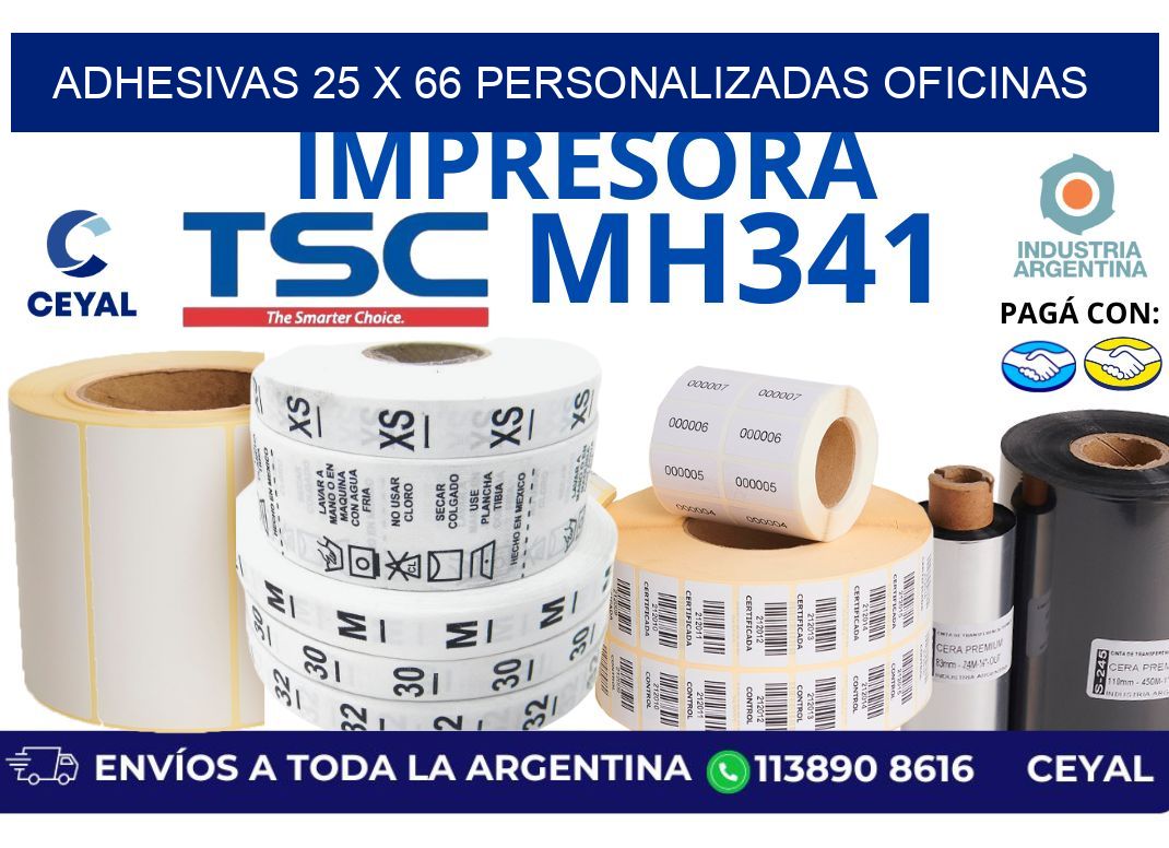adhesivas 25 x 66 personalizadas oficinas