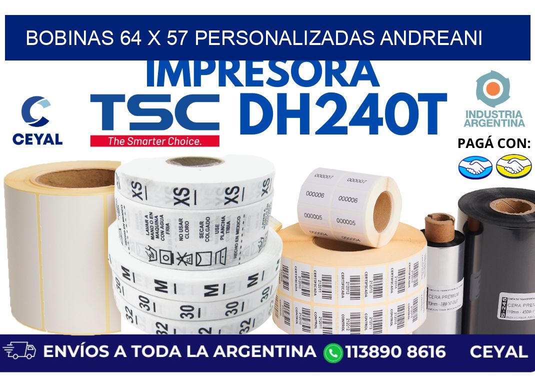 bobinas 64 x 57 personalizadas andreani