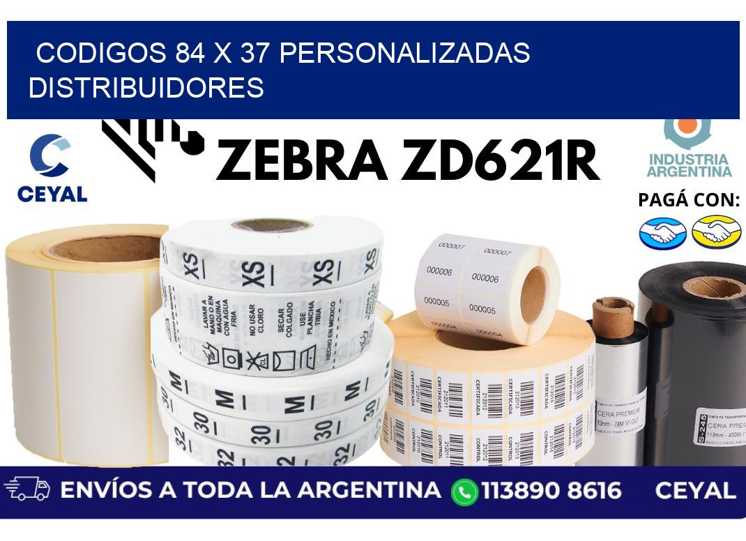 codigos 84 x 37 personalizadas distribuidores