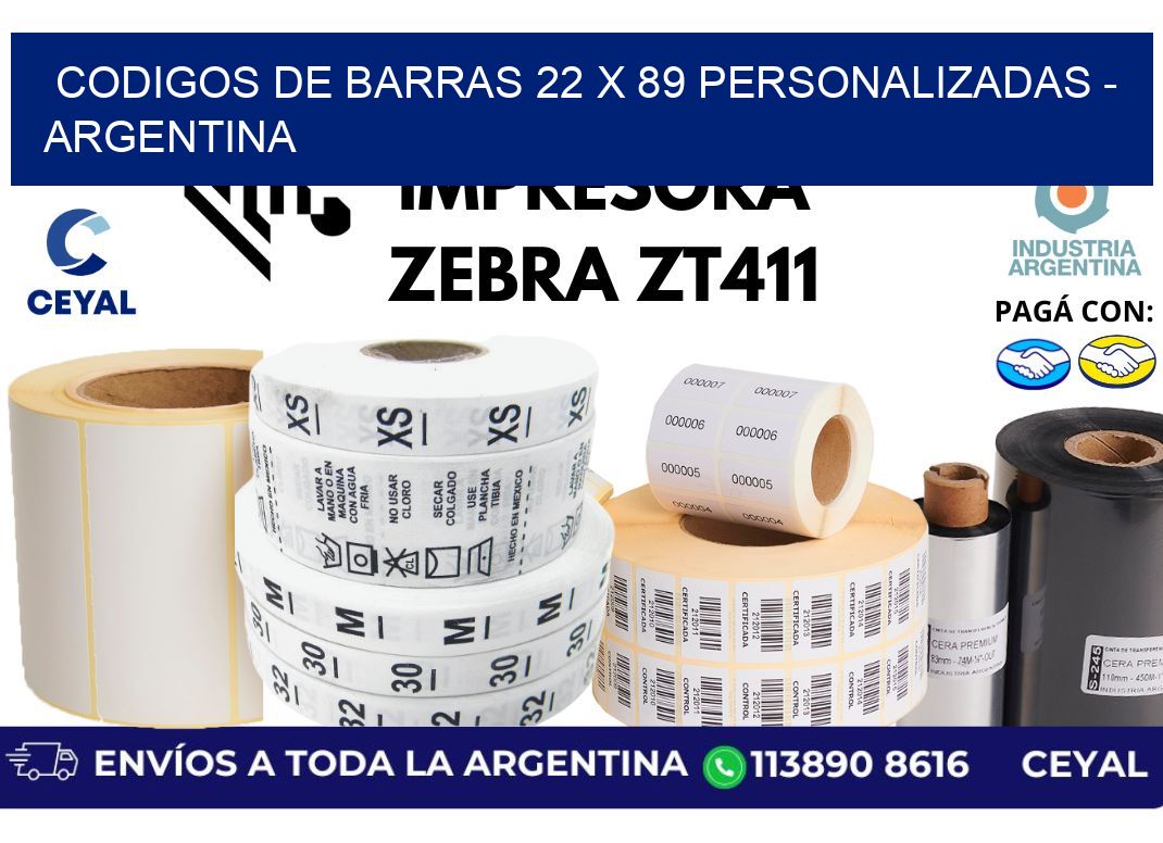 codigos de barras 22 x 89 personalizadas - Argentina