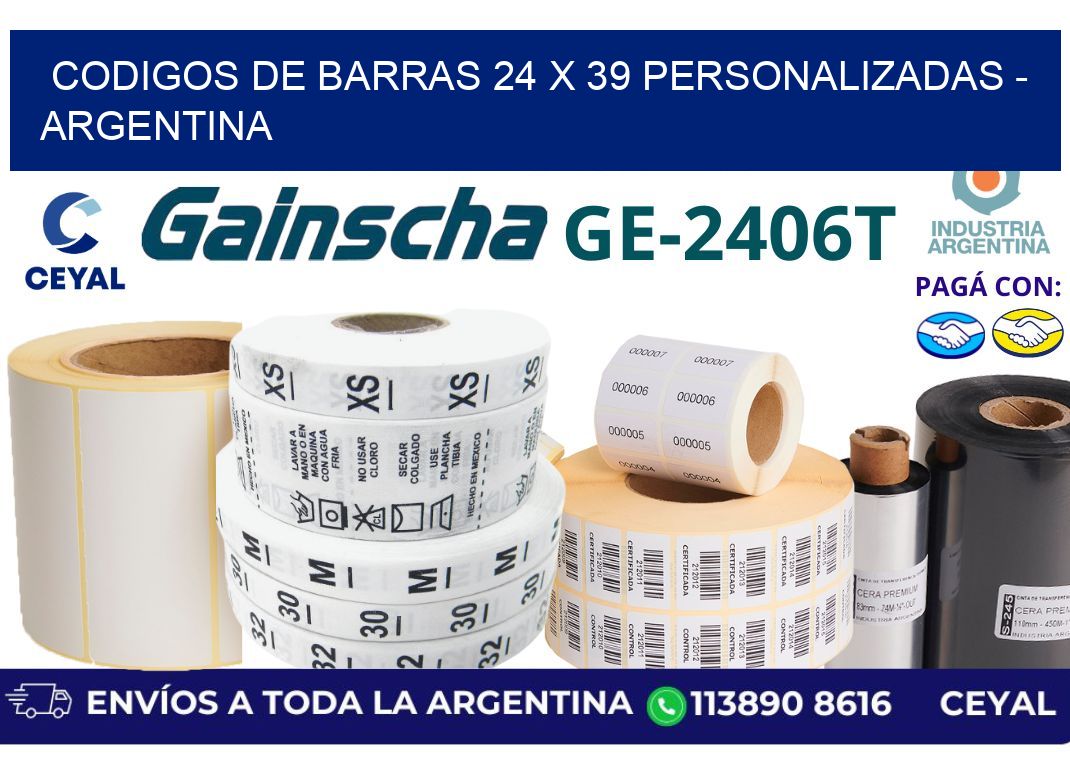 codigos de barras 24 x 39 personalizadas - Argentina