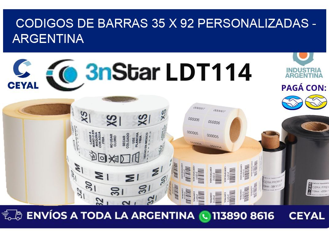 codigos de barras 35 x 92 personalizadas - Argentina