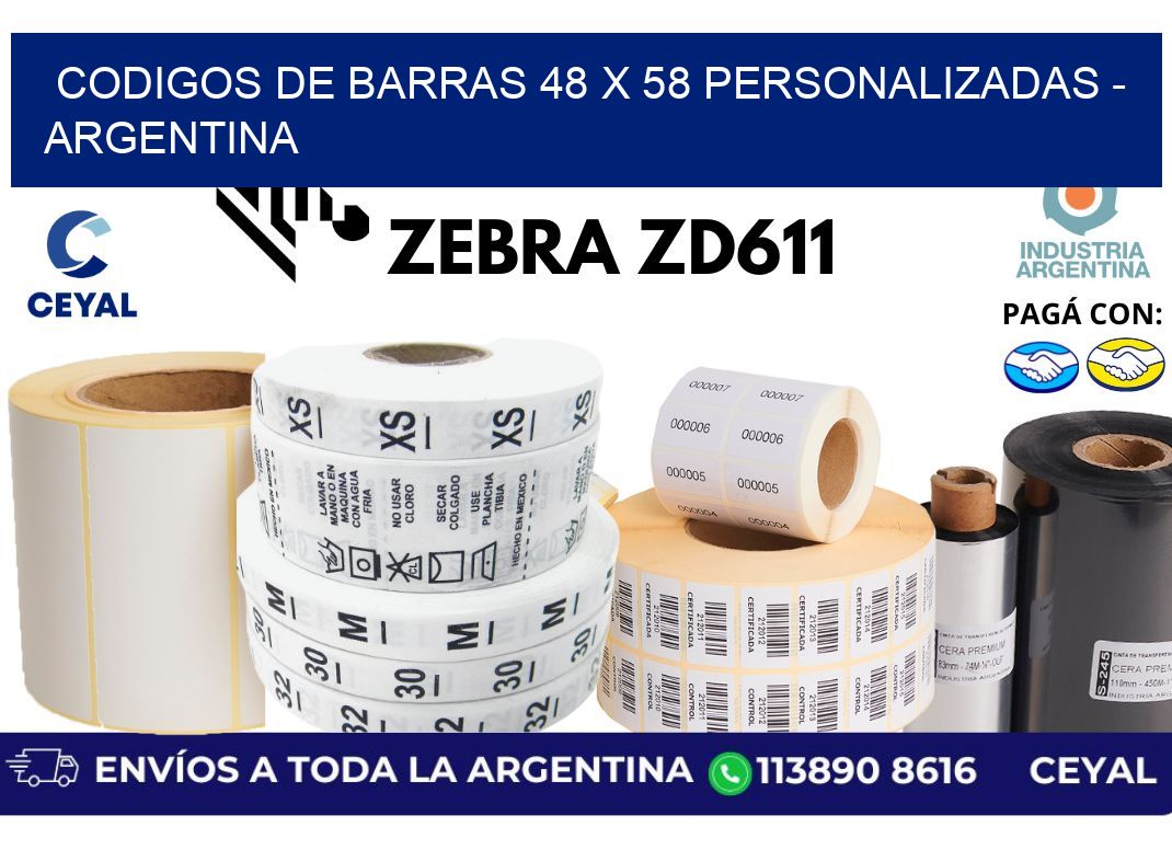 codigos de barras 48 x 58 personalizadas - Argentina