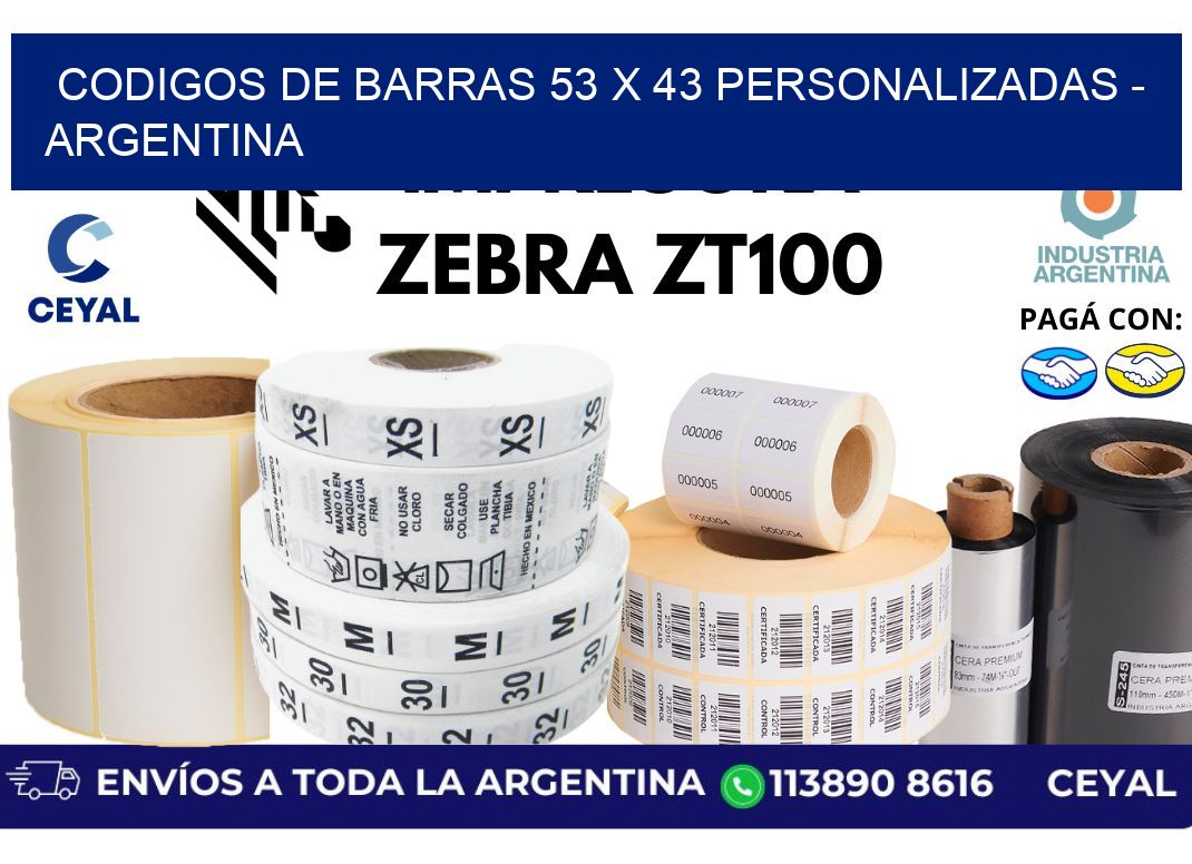 codigos de barras 53 x 43 personalizadas - Argentina