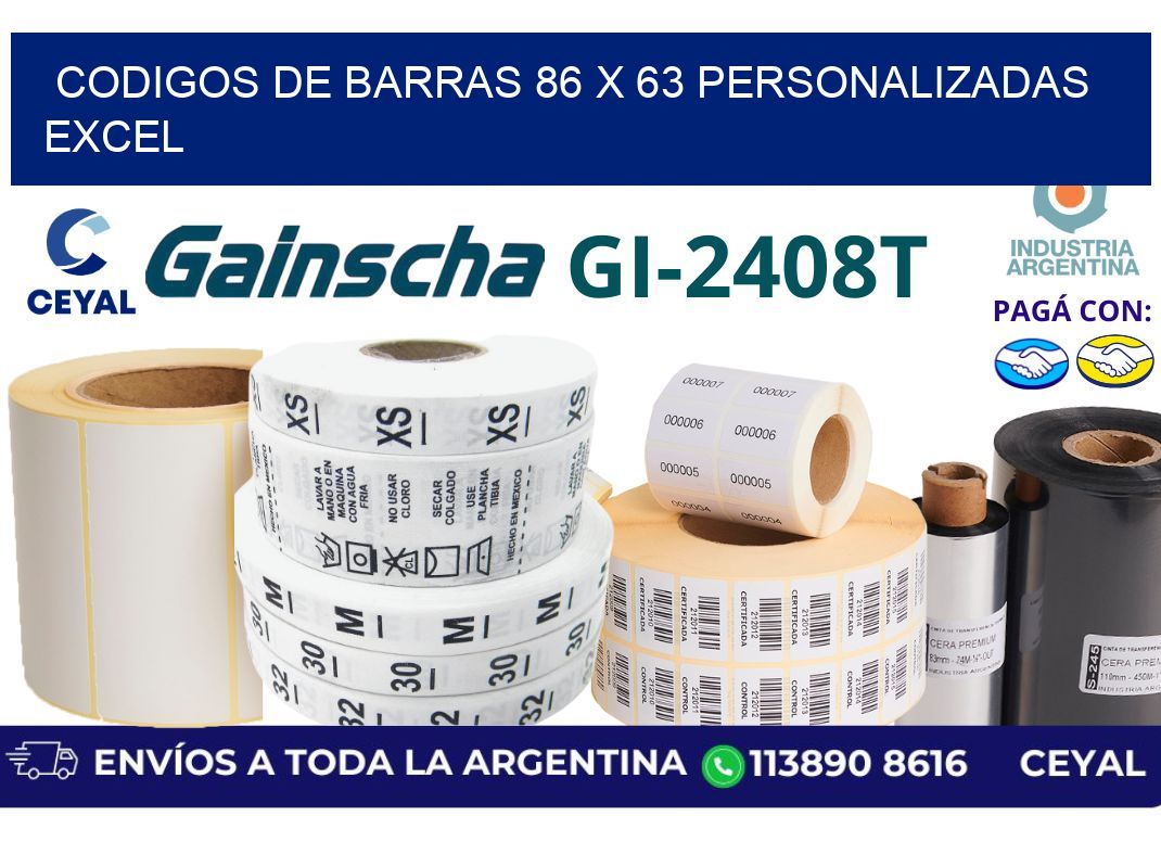 codigos de barras 86 x 63 personalizadas excel