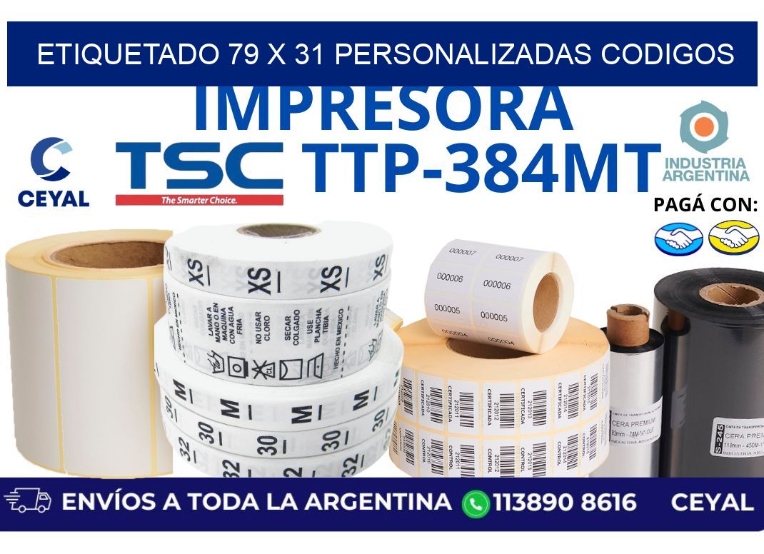 etiquetado 79 x 31 personalizadas codigos