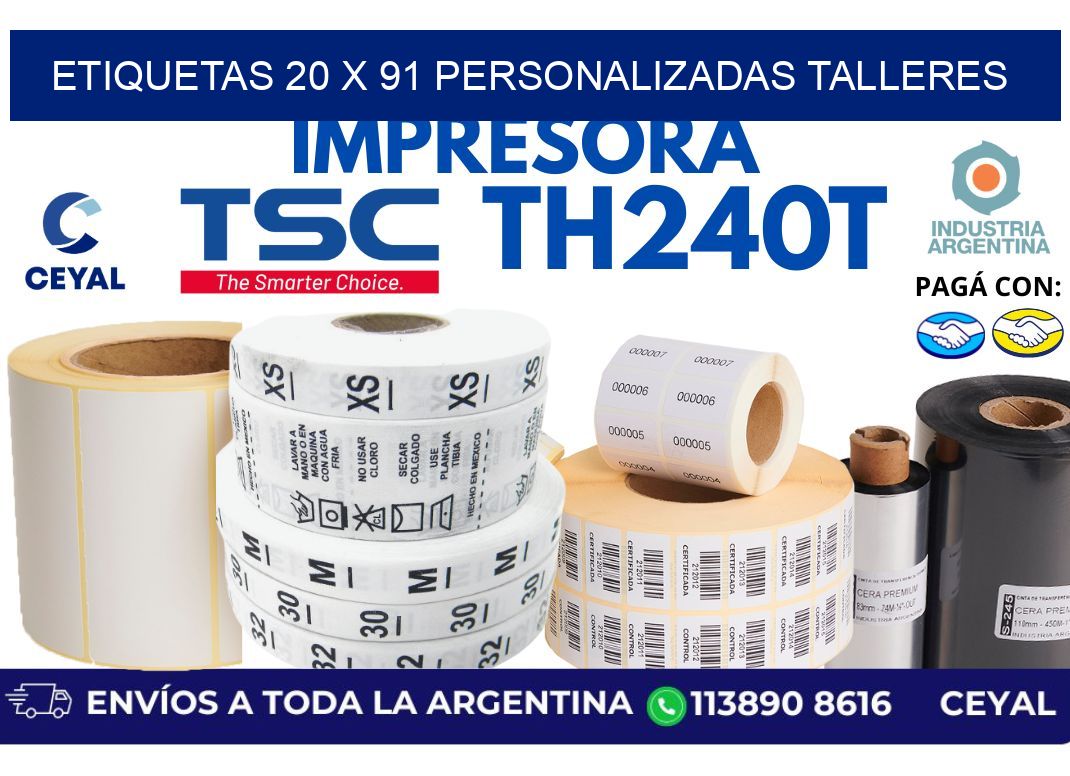 etiquetas 20 x 91 personalizadas talleres