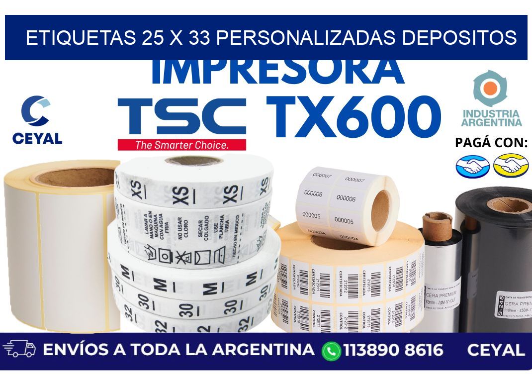 etiquetas 25 x 33 personalizadas depositos
