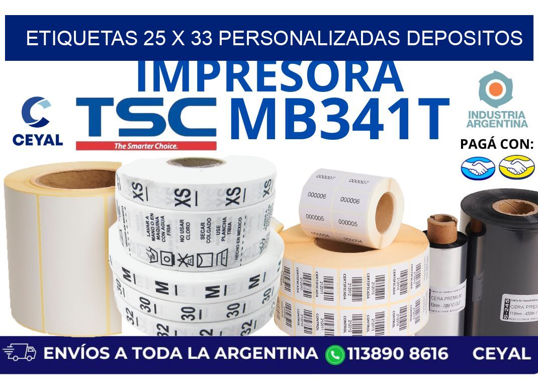 etiquetas 25 x 33 personalizadas depositos