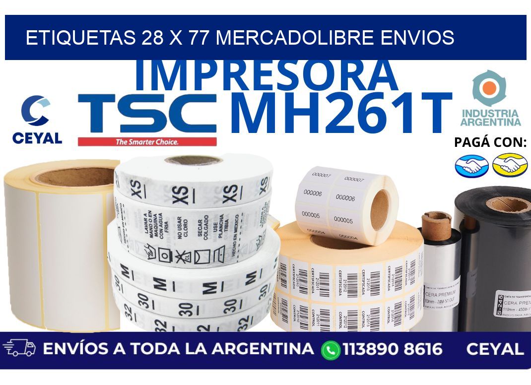 etiquetas 28 x 77 mercadolibre envios
