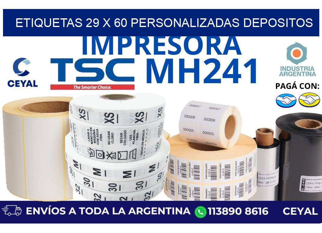 etiquetas 29 x 60 personalizadas depositos