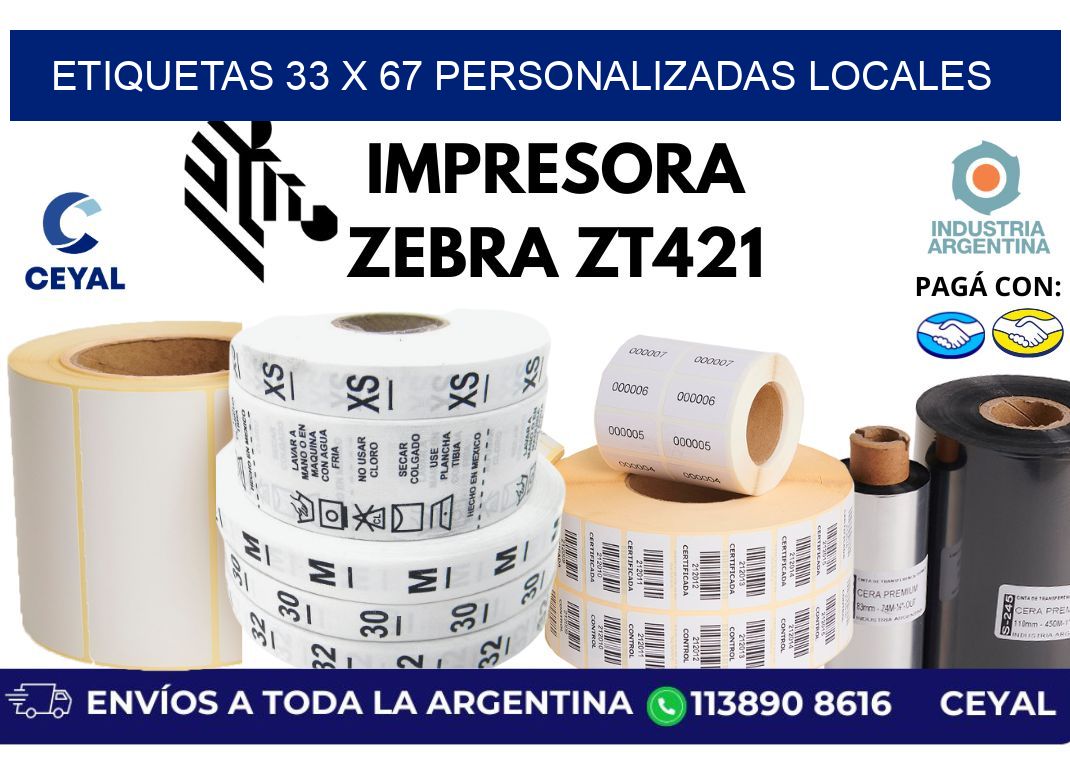 etiquetas 33 x 67 personalizadas locales