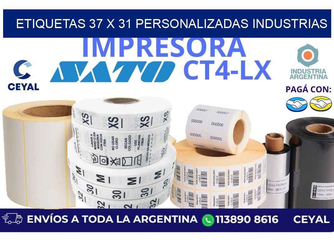 etiquetas 37 x 31 personalizadas industrias