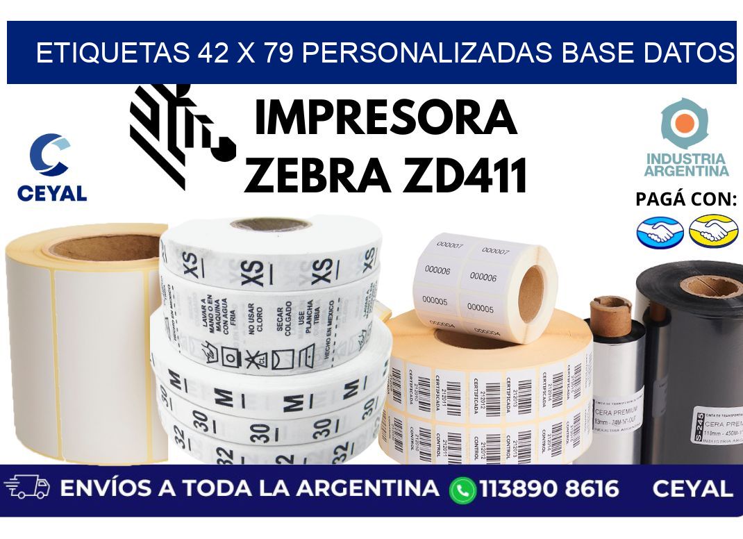 etiquetas 42 x 79 personalizadas base datos