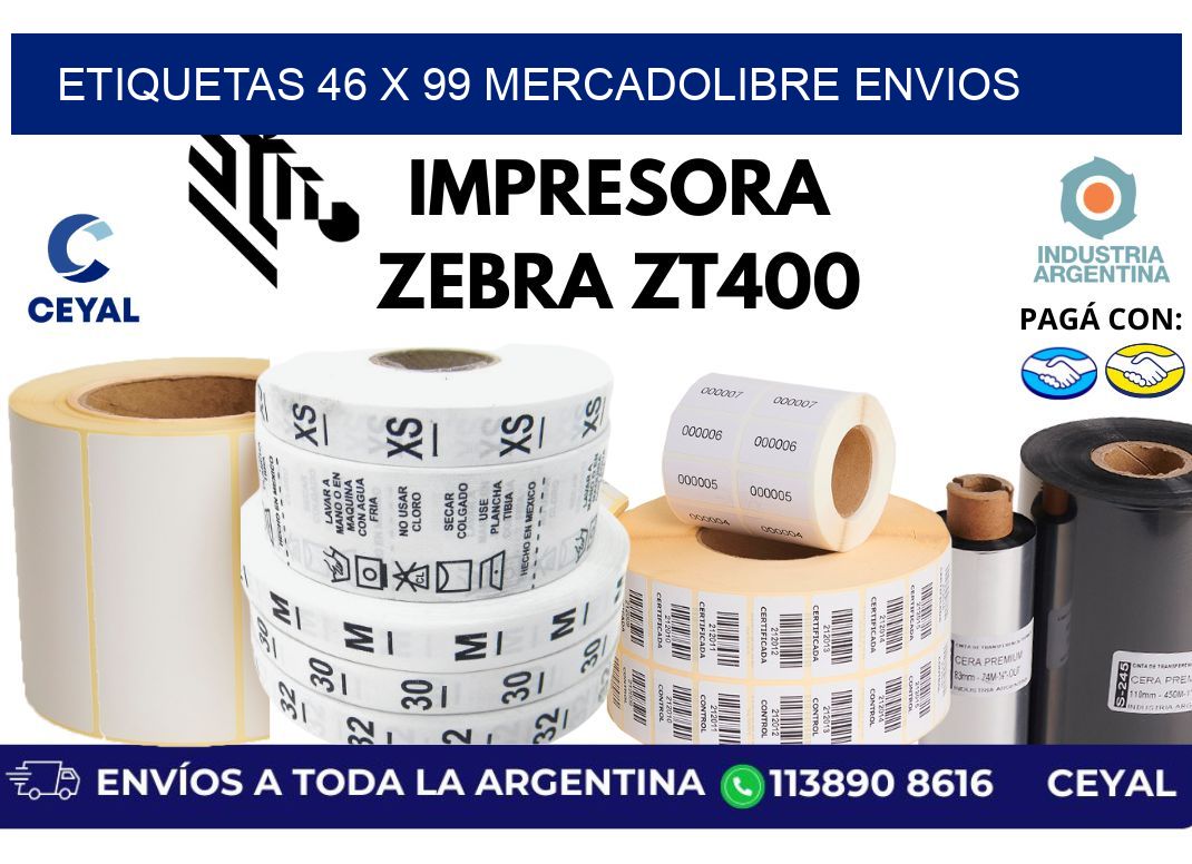 etiquetas 46 x 99 mercadolibre envios