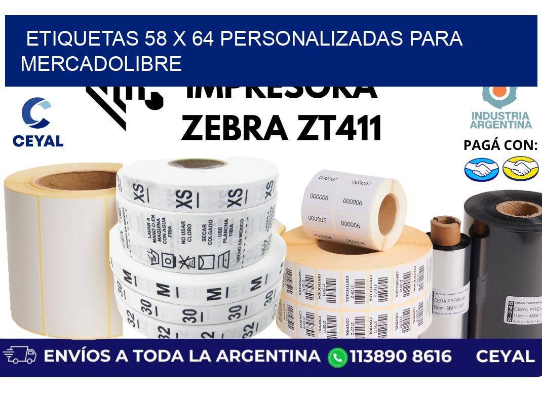etiquetas 58 x 64 personalizadas para mercadolibre